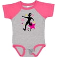 thumbnail image 3 of Inktastic Girl Playing Soccer- Pink and Yellow Stars Girls Baby Bodysuit, 3 of 5