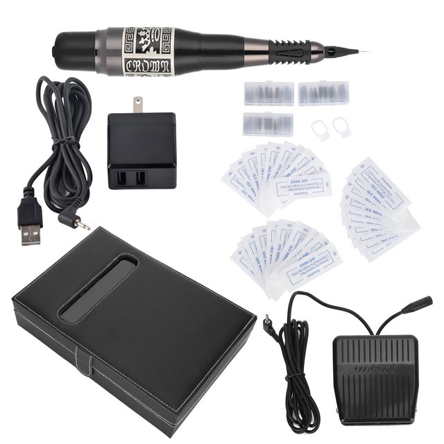 Máquina de tatuaje, juego de máquina de tatuaje Equipo de tatuaje profesional Pluma de tatuaje con interruptor de pedal Impulsado por el rendimiento