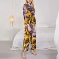 thumbnail image 3 of Honeii Daisy Sunflower Lazy Cat print Women's Pajama Sets Long Sleeve Button Down Sleepwear Nightwear Soft Pjs Lounge Sets-Large, 3 of 7