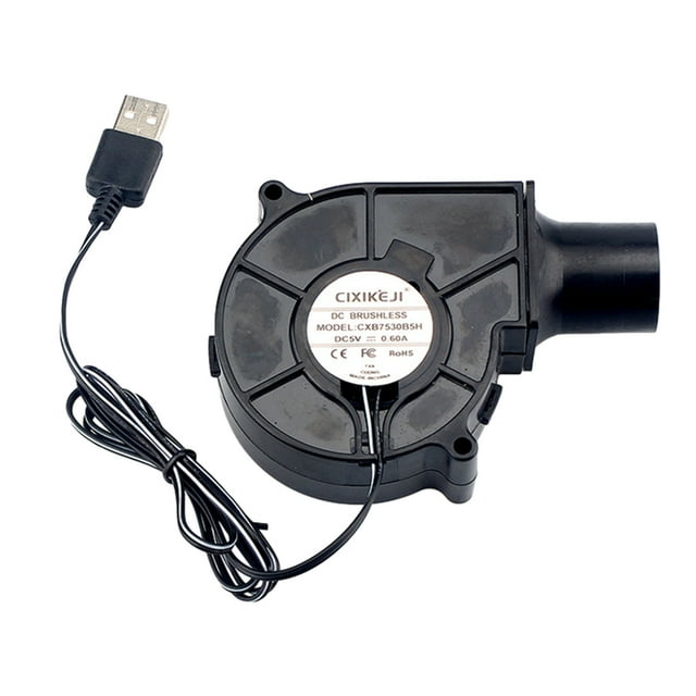 Turbo Blower Fan, 75mm x 30mm, Speed Controller, Gas Outlet, Inflatable Toy Inflation, Outdoor Camping, Barbecue Cooling, Quick Inflate, Durable Plastic Construction, for Recreational Activi