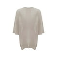 thumbnail image 4 of CHENjy Women's Crochet Tops for Women Summer, 3/4 Sleeve Hollow Out Pullover, Round Neck Beach Swimsuit Cover Up Loose Fit, L，Beige, 4 of 7