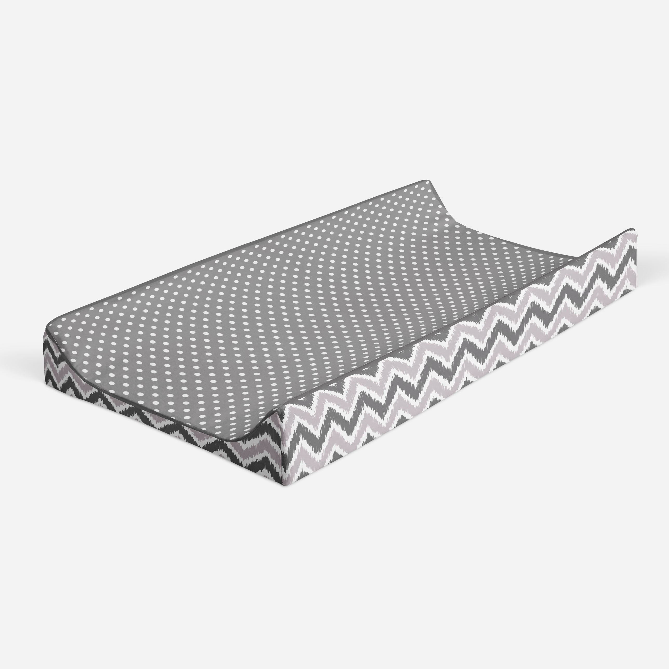 Bacati - Mix N Match Chevron/Dots Gray Neutral Quilted Changing Pad Cover