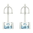 thumbnail image 4 of 1 Ct Heart Cut Studs Blue Natural Aquamarine 18K White Solid Solid Gold Everyday Dainty Earrings Screw Back, 4 of 7