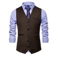 thumbnail image 4 of Fewfanhot Men's Solid Color V-Neck Button Front Sleeveless Blazer Vest, Slim Fit Pocketed Vest for Smart Casual Wear, 4 of 5
