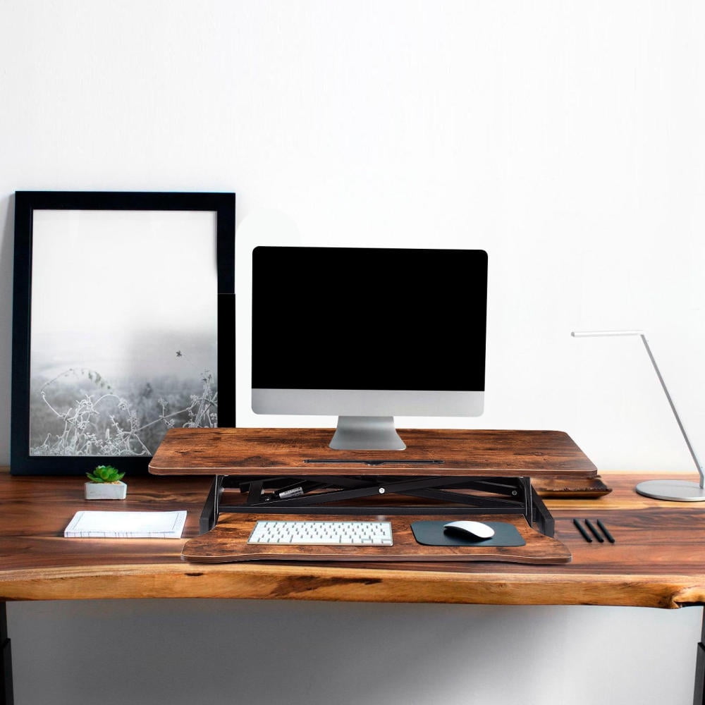 37" Standing Desk Converter Height Adjustable Sit to Stand Up Riser, Monitor and Laptop Workstation with Wide Keyboard Tray