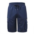 thumbnail image 4 of SOOMLON Men's Casual Classic Shorts Pocket Y2k Shorts Workwear Shorts Mid Waist Slim Fit Shorts Navy XL, 4 of 9