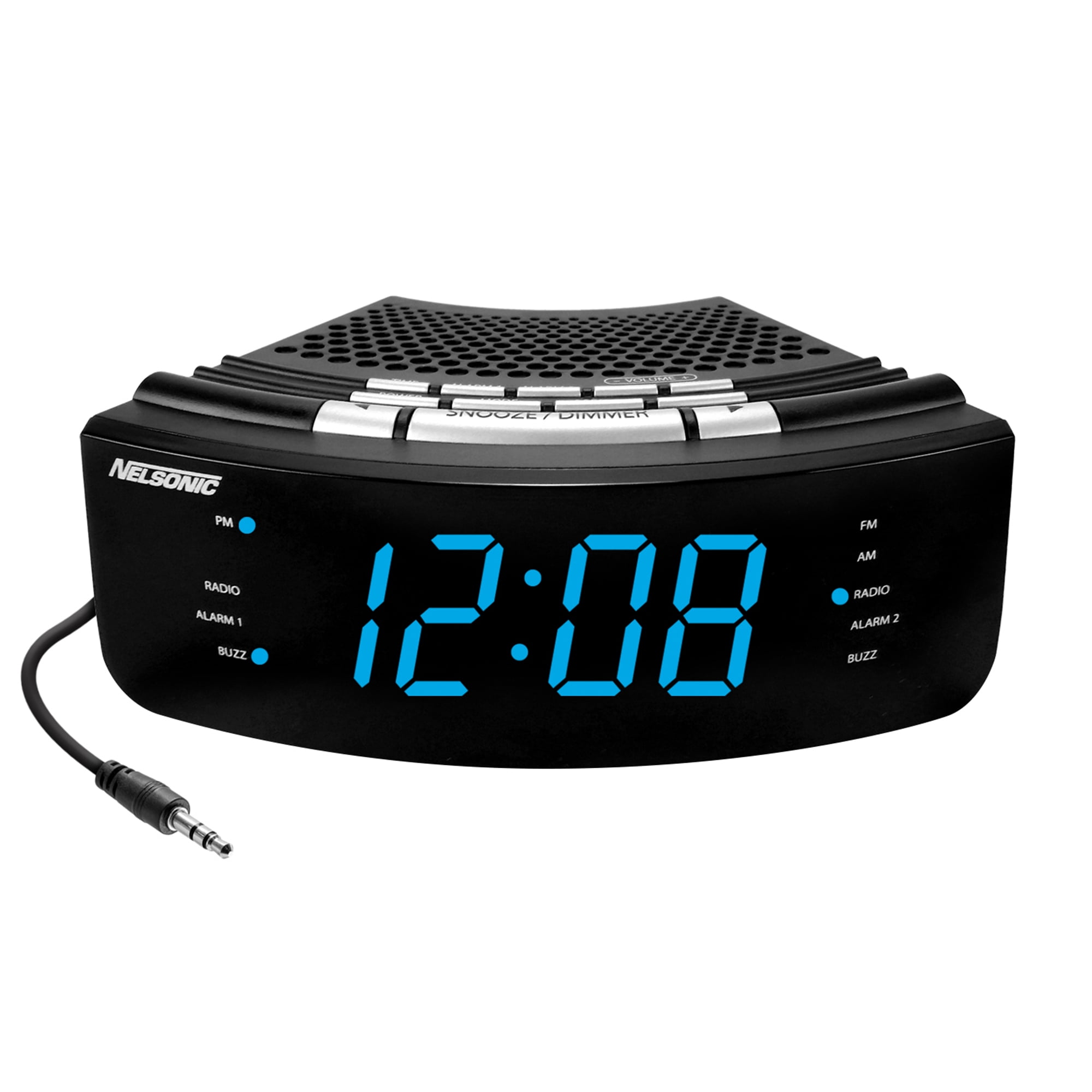 Nelsonic AM FM Digital Tuning Clock Radio With Auxiliary Cord Walmart
