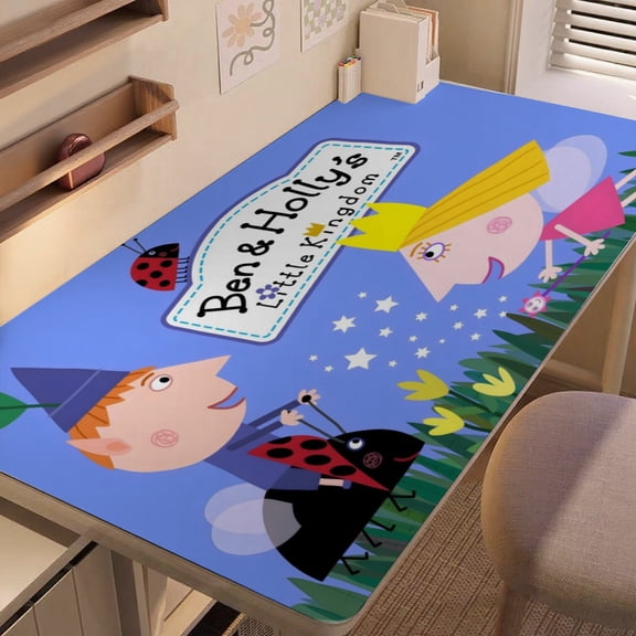 Ben and Holly-themed extra-large Non-Slip Base leather Desk Table mat—versatile for computer desks, dining tables, and more.12"x24"(30X60cm）