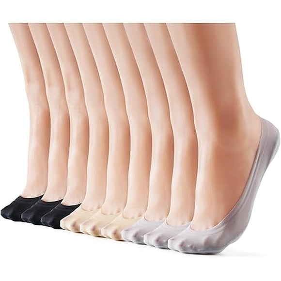 3-9 Paires de Chaussettes Invisibles Femmes Nylon Coupe Ultra Basse Antidérapantes Doublure Fine Chaussettes Invisibles Cachées pour Ballerines