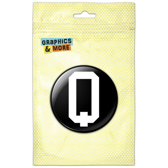 Letter Q Initial Black White Pinback Button Pin Badge