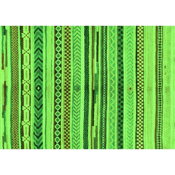 Ahgly Company Indoor Rectangle Abstract Green Modern Area Rugs, 5' x 7'