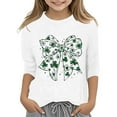 thumbnail image 1 of LUOGENLI T-Shirt pour Filles T-Shirt Graphique de la Saint-Patrick à la Mode Polyvalent Col Rond Manches 3/4 T-Shirt Décontracté Haut Maxi Floral avec Fente Blanc 11-12 Ans, 1 of 4
