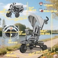 thumbnail image 3 of Qaba 6 in 1 Toddler Tricycle for 1-5 Years Old with Push Handle, Grey, 3 of 10
