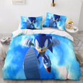 thumbnail image 3 of Funda nórdica con estampado de animación 3D de Sonic para niños, niñas y adolescentes, microfibra animada con cremallera y fundas de almohada, 3 of 5