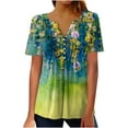 thumbnail image 2 of Aloohaidyvio sequin tops for women,Women‘s Summer Sexy Fold Printed Regular Women Short Sleeves V Neck Button Tops Blouse, 2 of 5