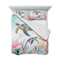 thumbnail image 7 of Coastal Turtle Queen Size Down Alternative Comforter, Lightweight Comforter Quilt Bedding Set with Pillow Shams Nautical Ocean Coral Starfish Seashells All Seasons Bed Comforter Duvet Insert 90"x96", 7 of 7