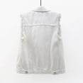 thumbnail image 4 of HAPIMO Denim Jacket Vest for Women Girls Fall Fashion Tops Long Sleeve Womens Lapel Bust Pocket Outwear Casual Comfy Solid Button Down Sleeveless Jacket White S, 4 of 5