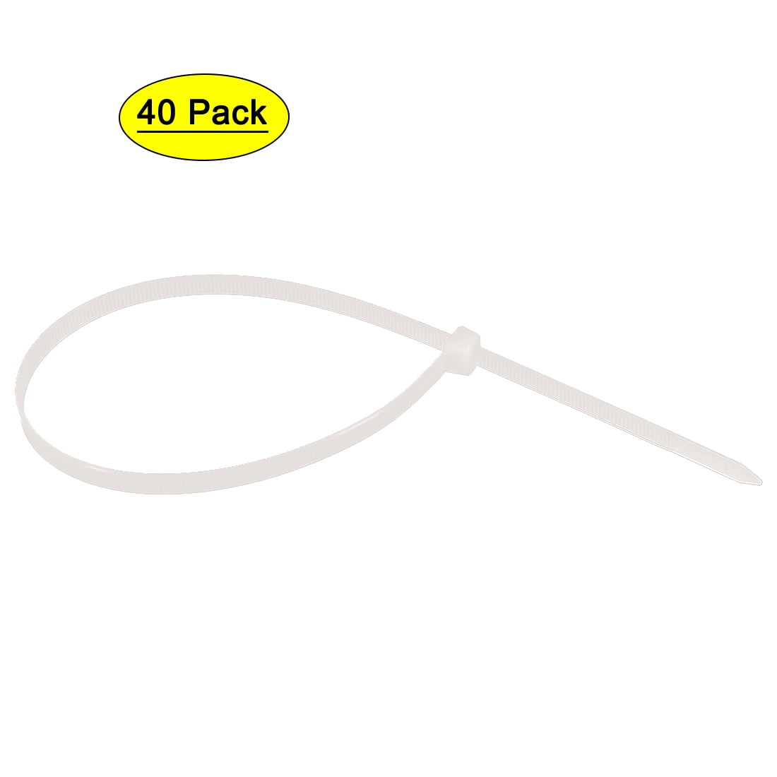 Uxcell Cable Ties Cable Zip Ties Adjustable Cable Tie Wraps Self-Locking Nylon  25.59' x 0.35' White 40pcs