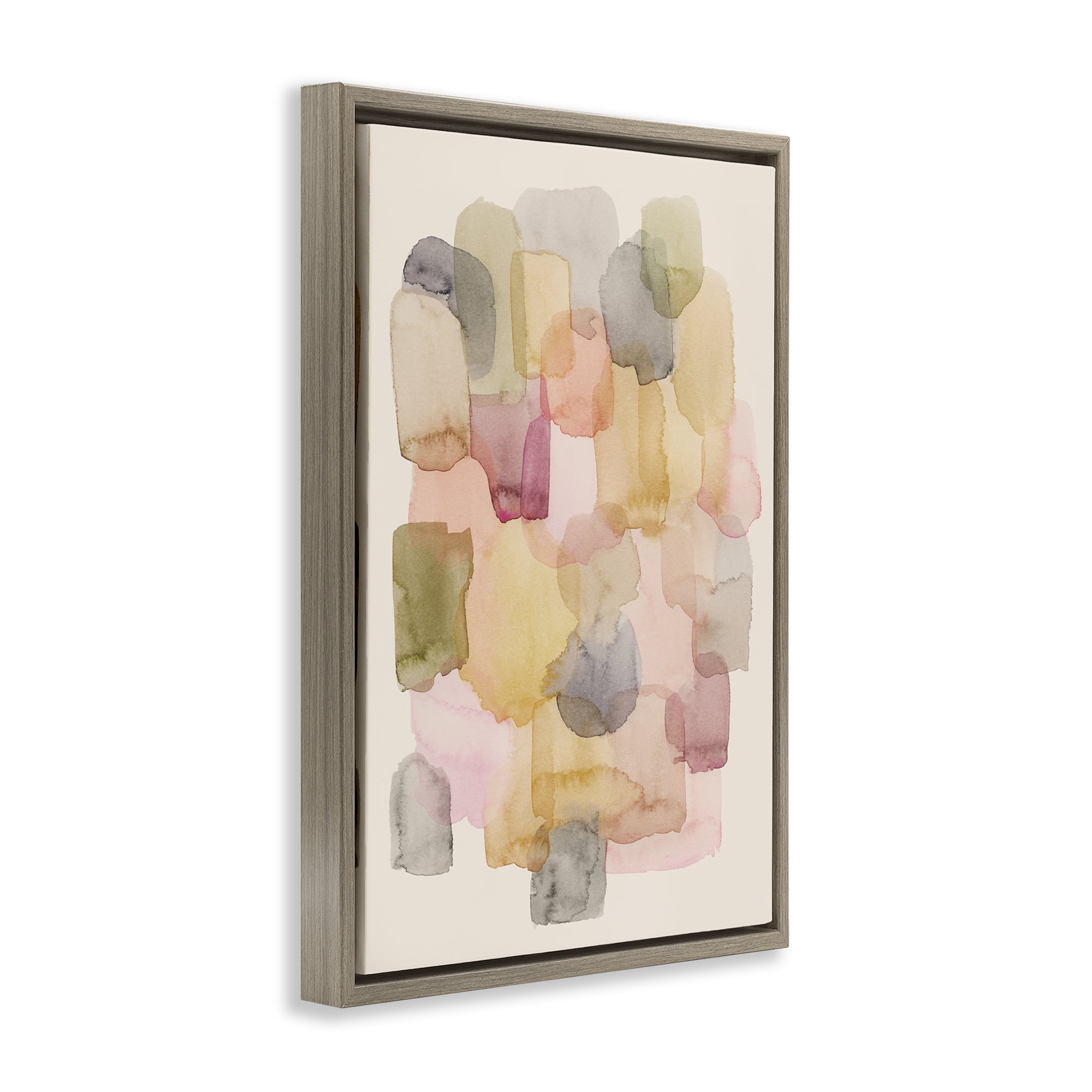Stupell Industries Various Paint Blobs Abstract Painting Brown Floater Framed Canvas Art Print Wall Art, 21 x 31