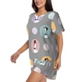 thumbnail image 2 of Bingfone Cute Geese Print Pajamas Sets for Women Soft Short-Sleeved Pjs with Lounge Shorts Two Piece Sleepwear, 2 of 8