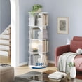 thumbnail image 2 of EastVita 4 Tier Rotating Bookshelf Tower, Spinning Corner Bookshelf for Small Spaces, Revolving 360°Bookcase Storage Rack Tower, Vertical Rotate Turning Spiral Wood Book, 2 of 6