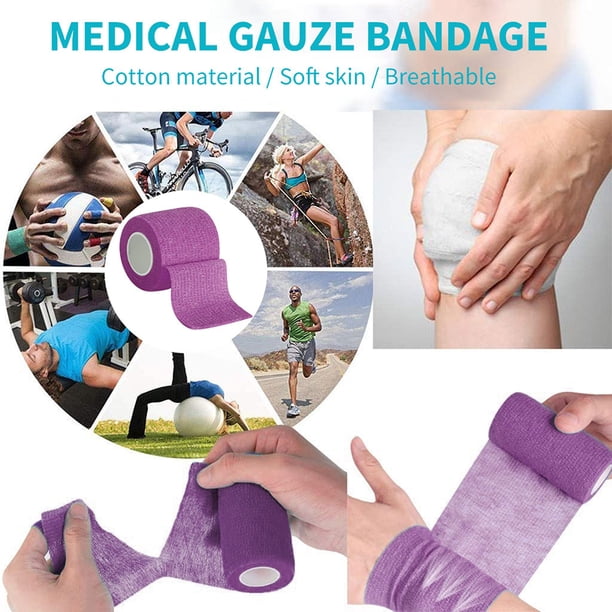 Banda Autoadhesiva Vendaje elástico autoadhesivo Cinta protectora de muñeca deportiva (Púrpura 10cmx4.5m)