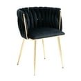 thumbnail image 2 of Set of 2 Accent Chairs, Counter Height Dining Chairs with Curved Backrest and Armrest, 2 pcs Leisure Chairs with Metal Legs for Living Room Dining Room, Black, 2 of 7