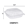 thumbnail image 2 of VeZee Model # C90PST1| 8 .25"X8.25" X3" ClearSeal Hinged Lid Plastic Container Use for Take-out/to-Go Food, Sandwiches, Cake, Salad:250CT, 2 of 6