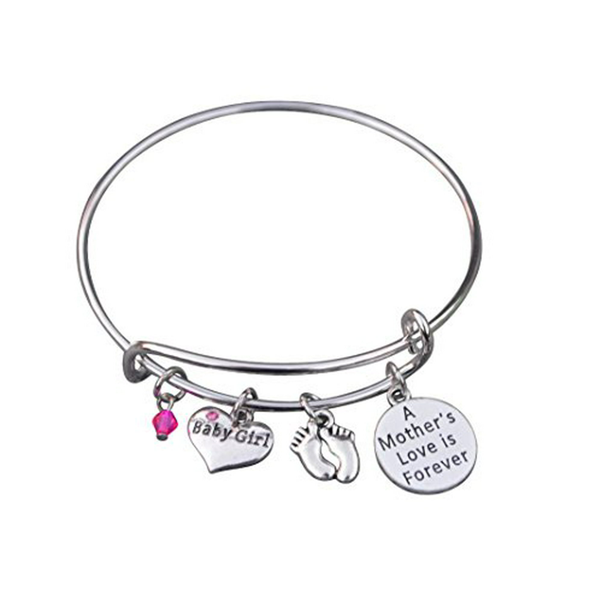 See Pic Mom Bracelet Mom Daughter Charm Bracelet Mother Bracelet New Mom Gift Shower Gift Expecting Moms Baby Girl Pink