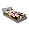 thumbnail image 2 of Ambesonne Colorful Fitted Sheet & Pillow Sham Set, Jazz Performers Retro, Twinxl, Multicolor, 2 of 2