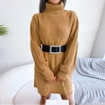 thumbnail image 5 of Dresses for Women Sweater Dress for Women Lantern Long Sleeve Turtleneck Knit Dresses Solid Color Casual Comfy Pullover Sweater Dress, 5 of 7