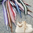 thumbnail image 2 of 1 Pairs 3/5” wide flat shoe laces for sneakers 9 Colors thick fat braided shoelaces athletic in 2 Different Lengths, 2 of 7