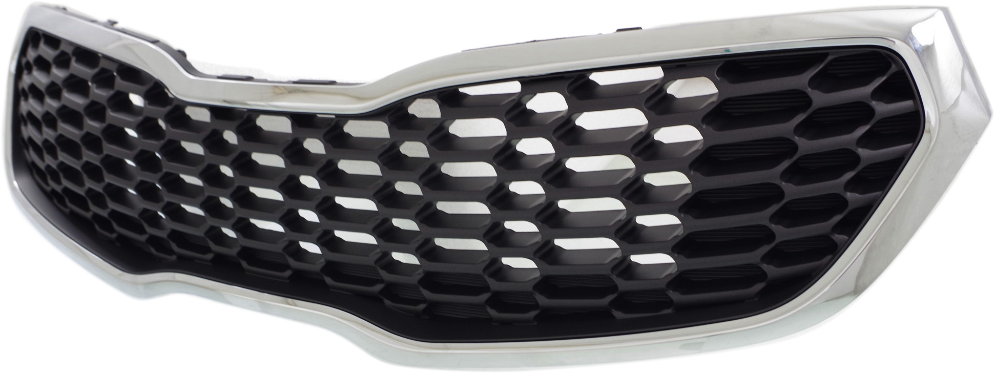 Grille Assembly Compatible With 2014-2016 Kia Forte Forte5 Chrome Shell with Gray Insert