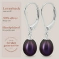 thumbnail image 6 of Kezef 14K White Gold Plated Sterling Silver Pearl Drop Earrings for Women – Peacock Cultured Pearl Leverback – Hypoallergenic June Birthstone Jewelry, 6 of 7