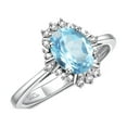 thumbnail image 4 of RYLOS Rings for Women Sterling Silver Ring with 7X5MM Oval Gemstone &  Sparkling Diamonds December Blue Topaz Jewelry Size 5, 4 of 7