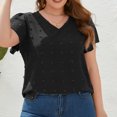 thumbnail image 4 of Wycnly Womens Blouses and Tops Dressy Going out Casual Lightweight Chiffon Jacquard Plus Size Tunic Shirts Summer Solid V-Neck Short Sleeve Cute Tees Tops Black XXXXL, 4 of 7