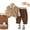 Coffee, variant on Toddler Boys Three Piece Outfit Set Long Sleeve Printed Shirt Knit Vest Elastic Waist Pants Casual Look