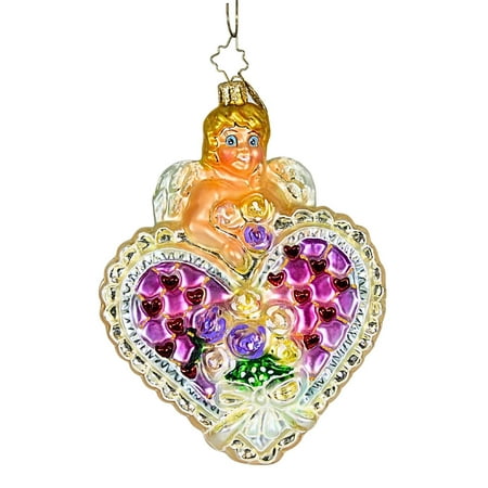 Christopher Radko Company 5.25In Cupids Surprise, Glass, Ornament Heart Wedding 201050