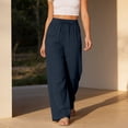 thumbnail image 2 of Women's High Waist Elastic Rayon Wide Leg Pants Casual Flowing Beach Trousers With Side Pockets Loose Breathable Summer Relaxed Fit, 2 of 9