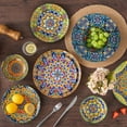 thumbnail image 3 of 12 Pieces Dinnerware Sets, Plates and Bowls Set, Porcelain Dishes Set for 4, Microwave and Dishwasher Safe, Scratch Resistant, Bohemian Style Dining Ware Service for 4, 3 of 5
