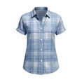 thumbnail image 5 of MLCDZ Plaid Shirts for Women Short Sleeve Button Down Collared Casual Loose Fit Summer Lightweight Breathable Beach Vacation Blouses, 5 of 6