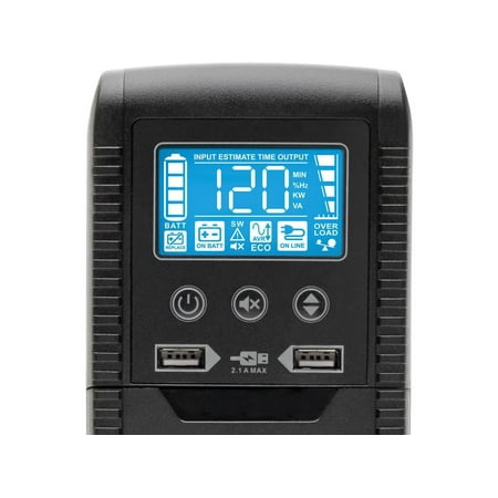 UPC: 0037332205155 | TRIPP LITE Line Interactive ECO1300LCD UPS with USB and 10 Outlets – 120V 1300 VA 720 Watts ECO Series