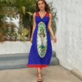 thumbnail image 3 of Flag of Belize Womens Night Club Maxi Dress V Neck Sleeveless Bohemia Long Dresses, 3 of 9