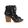 thumbnail image 2 of New Women Qupid Barnes-15 Leatherette Peep Toe Gilly Tie Hollow Out Bootie Size, 2 of 6