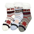 thumbnail image 2 of Fluffy Thermal Sherpa Slipper Socks, 3 Pairs for Women, Ultra Soft Christmas Winter Non Skid (Pack A), 2 of 5