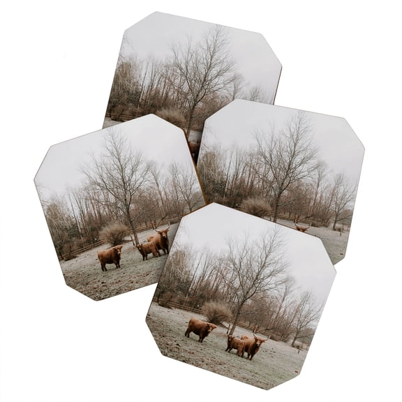 Society6 Chelsea Victoria Highland Cows Set of 4 Coasters
