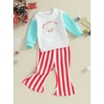 thumbnail image 4 of Toddler Baby Girl Clothes 6M 12M 18M 24M 3Y 4Y Santa Baby Crewneck Sweatshirts Ribbed Flare Pants Set Christmas Outfits, 4 of 10