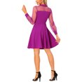 thumbnail image 3 of INSPIRE CHIC Robe de Soirée Rétro à Col Plat en Maille Manches Lanterne Évasées Violet G, 3 of 5