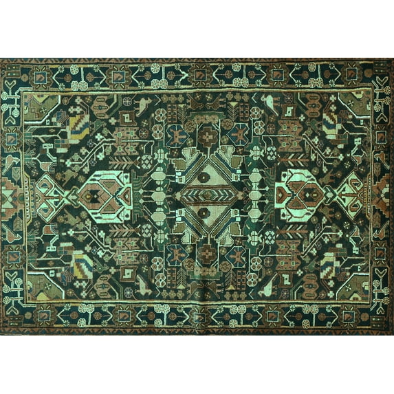 Ahgly Company Indoor Rectangle Animal Turquoise Blue Traditional Area Rugs, 8' x 10'