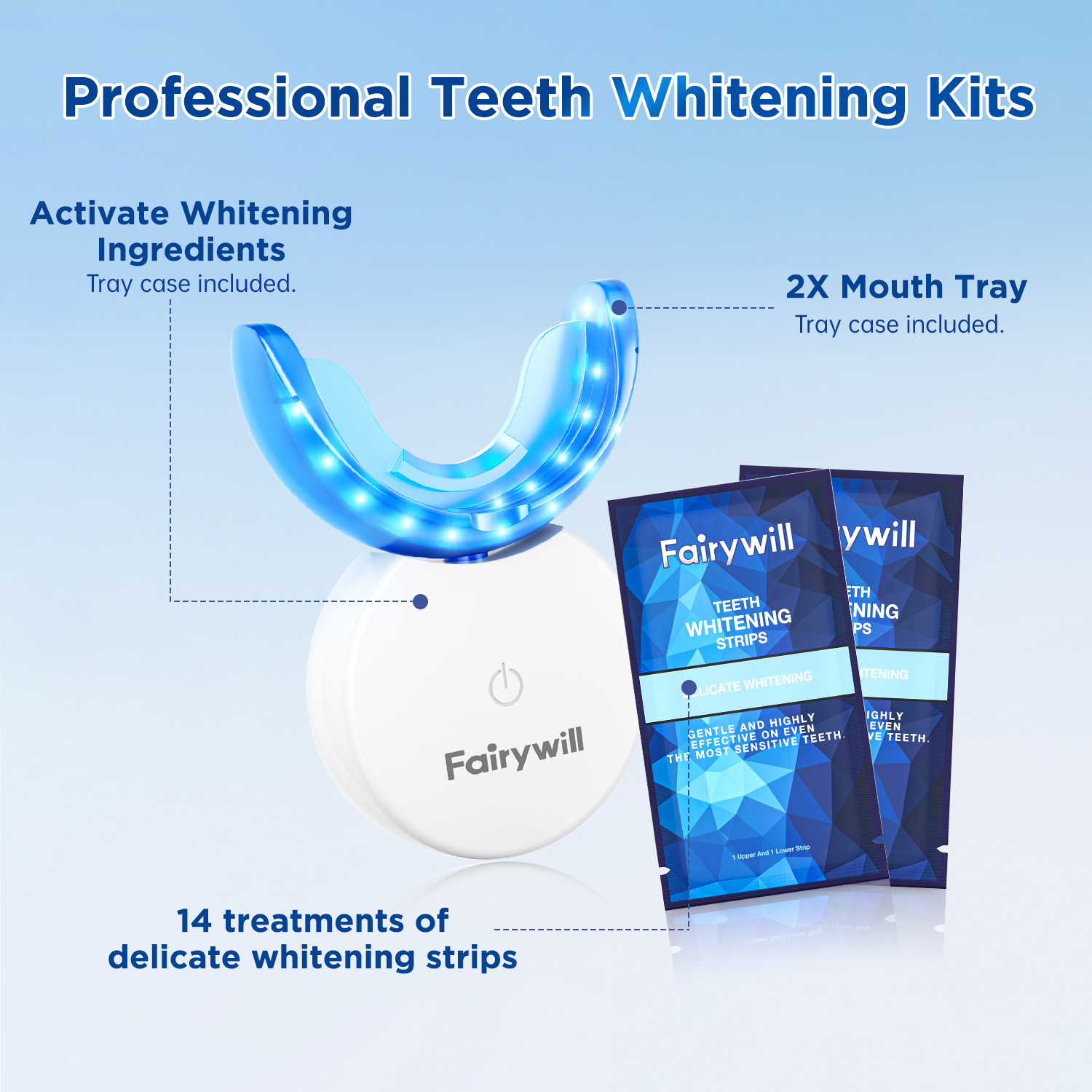 Fairywill LED Teeth Whitening Strips Kit With Blue Light photo 5